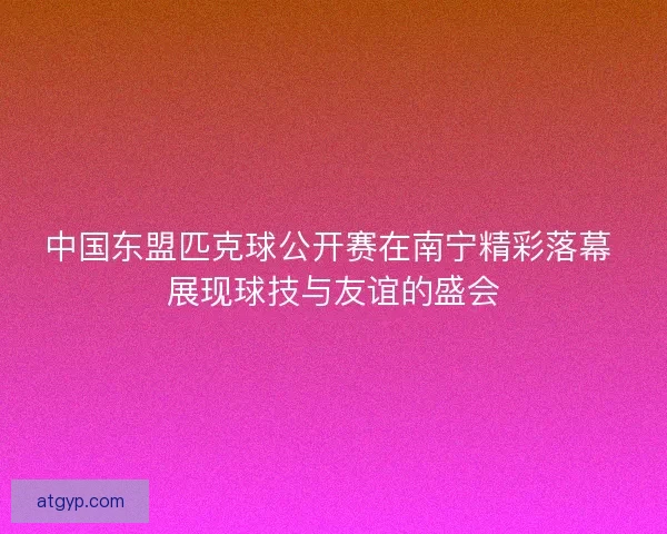 中国东盟匹克球公开赛在南宁精彩落幕 展现球技与友谊的盛会